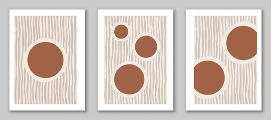 Set of minimal geometric hand painted backgrounds. Design for poster, wall decoration, cover. EPS10 vector template with simple shapes
