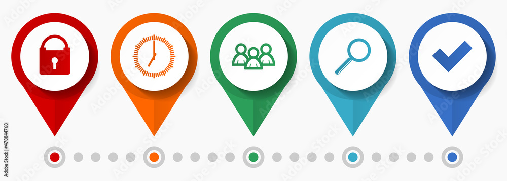 Leinwandbilder web and internet concept vector icon set, flat design pointers, infographic template