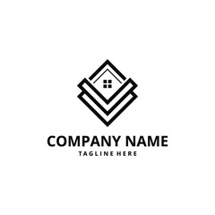 Real estate logo illustration,home, building, letter, property, construction, letter v, initial, commercial, house, apartment