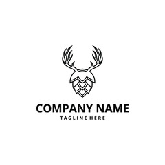 Illustration of a brewer with deer antlers symbolizing majesty. beer brewery vector logo design