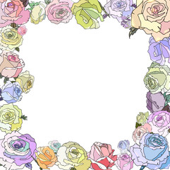 Greeting card with hand-drawn rose flowers, invitation card for wedding, birthday and other holidays, Vector