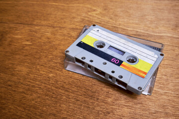 Vintage compact cassette tape for magnetic audio recording