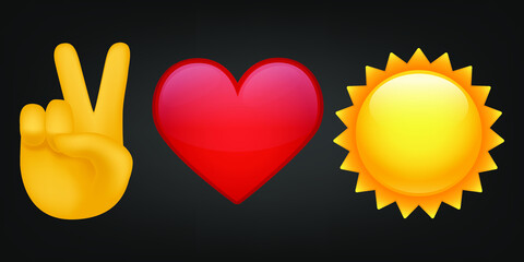 Peace Love and Summer Illustration Emoji Design. Motivational Quote Emoticon Vector Symbol.