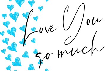Fototapeta premium Valentine's day gift cart with love you so much text. Love related items. Home decoration printable.