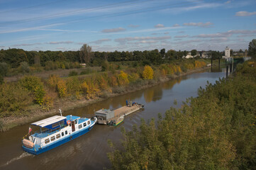 barge on the river in autumn © Klimczak-Krajewska