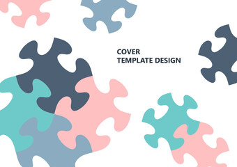 Bright color puzzle, puzzle with place for text. The idea of unity, teamwork. Vector