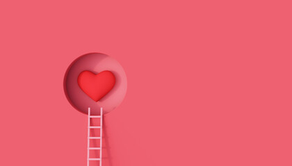 Ladders lead to the heart. The path of love concept. Valentine's day background 3d render 3d illustration © brankospejs