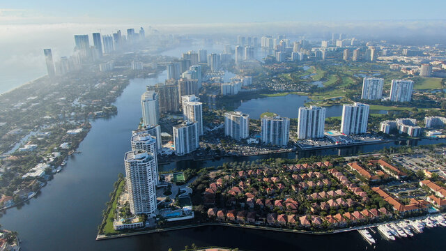 Aerial Photo The Waterways Aventura Florida