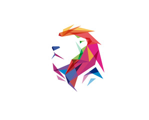 Fototapeta na wymiar creative polygonal lion logo vector symbol Icon sign Illustration