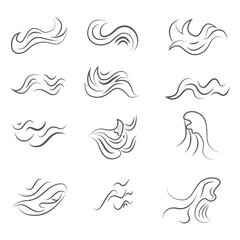 vector wave set on white background