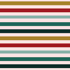 Red, yellow, blue and green horizontal stripes on light background. Vector seamless pattern