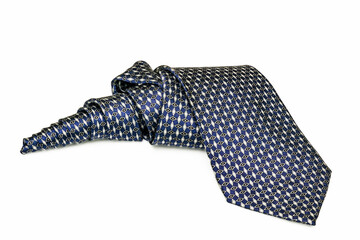 Blue silk tie isolated on white background