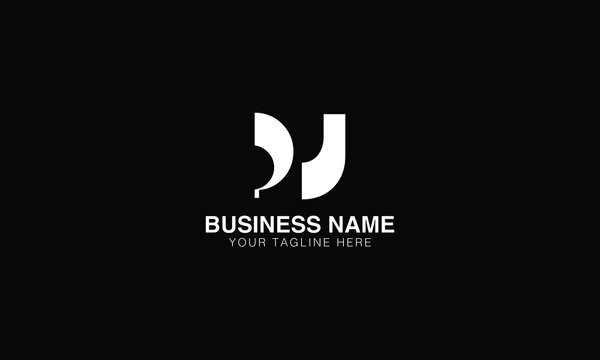 PJ initials monogram letter text alphabet logo design