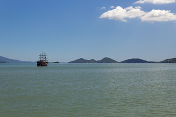 Pirate boat in Florianopolis Bay, Santa Catarina, Brazil.