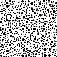 Black polka dots random pattern background. Grunge texture. Vector illustration.