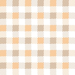 Pastel orange and brown seamless plaid tablecloth gingham or fabric pattern on the white background. Vector illustration.