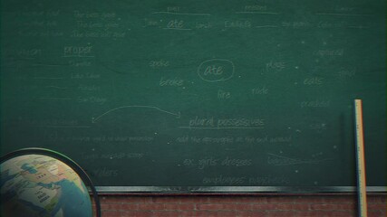 Blackboard with mathematical formula and texts, motion school and kids style background - Powered by Adobe