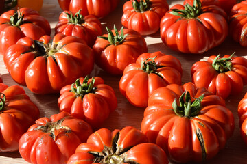 Very ripe tomatoes, ready to be prepared in some delicious meal. 