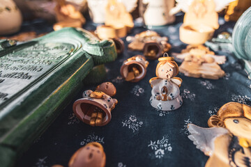 pottery angels with bells