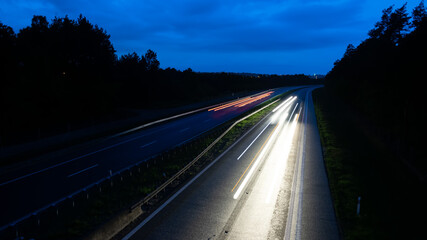 lights of cars with night. long exposure