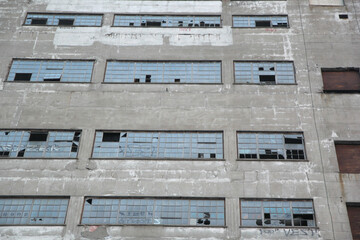 Old and rusty abandoned factory and storage buildings