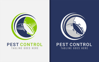 Pest Control Logo Design with Insect Silhouette and Circle Shape Combination.