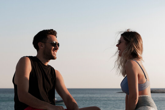 adult, attractive, beach, beautiful, beauty, blue, boyfriend, caucasian, couple, dating, environment, female, flirting, girl, girlfriend, handsome, happy, happy moon, health, holiday, laughing, love, 