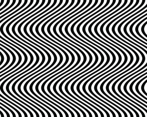 Black and white warped lines. Vector seamless pattern  - 478859730