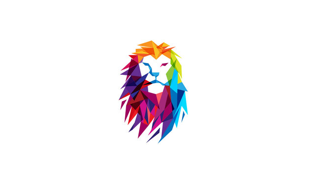 creative polygonal lion logo vector symbol