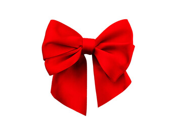 gift red satin bow for gift decoration, isolated on a white background