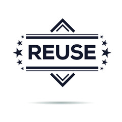 Reuse seal stamp written on concrete wall, 3d illustration.