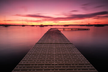 Long exposure sunset on a dock overlooking Lake Mendota, Madison, WI. 