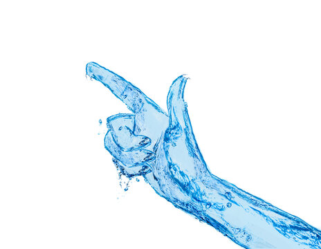 Hand point with finger made of water illustration
