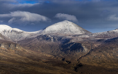 The Mourne Mountains in Winter, Ice and snow, Mourne area of outstanding natural beauty, County Down, Northern Ireland