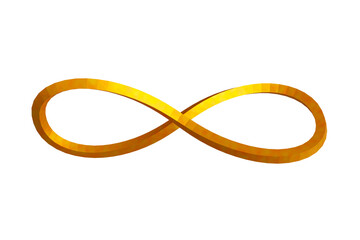 Naklejka premium Infinity symbol gold color with texture. 3D render illustration on white isolated background.