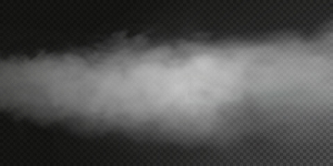 White smoke puff isolated on transparent black background. PNG. Steam explosion special effect. Effective texture of steam, fog, smoke png. Vector illustration
