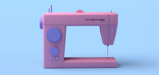 Sewing machine for fashion designer. 3D illustration. Copy space.
