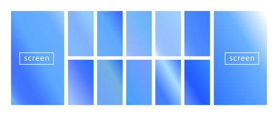 Fototapeta premium Mobile screen lock display collection of colorful backgrounds in trendy neon colors. Modern screen vector design for mobile app. Soft color abstract pastel holographic gradients. Swatches for design