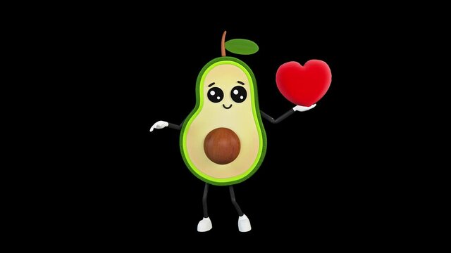 Avocado dancing with a heart