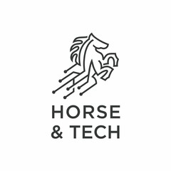 Tech Horse Line art icon logo vector illustration