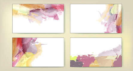 Set of different watercolor paintings with space for text