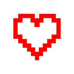 Pixel heart pictogram, icon or logo. Vector illustration isolated on white background. EPS 10