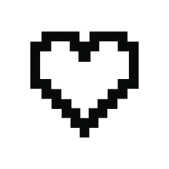 Pixel heart pictogram, icon or logo. Vector illustration isolated on white background. EPS 10