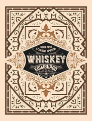 Whiskey label with old frames