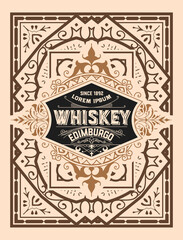 Whiskey label with old frames