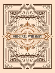 Whiskey label with old frames