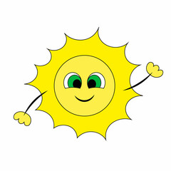 Cute cartoon smile Sun. Draw illustration in color