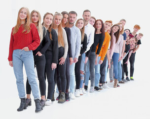 Obraz premium group of diverse young people standing in line