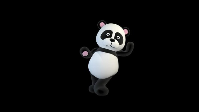 Panda leans on an object and talks about it
