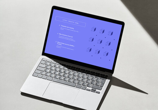 Laptop on a Grey Surface with Hard Shadows